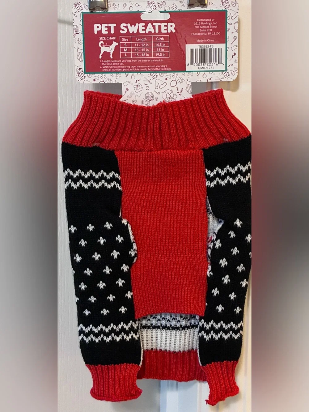 NWT Pet Sweater - Black/Red Knit Pet Festive Sweater 